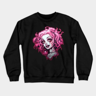 Pink Goth Girl Clown Cyberpunk Synthwave Crewneck Sweatshirt